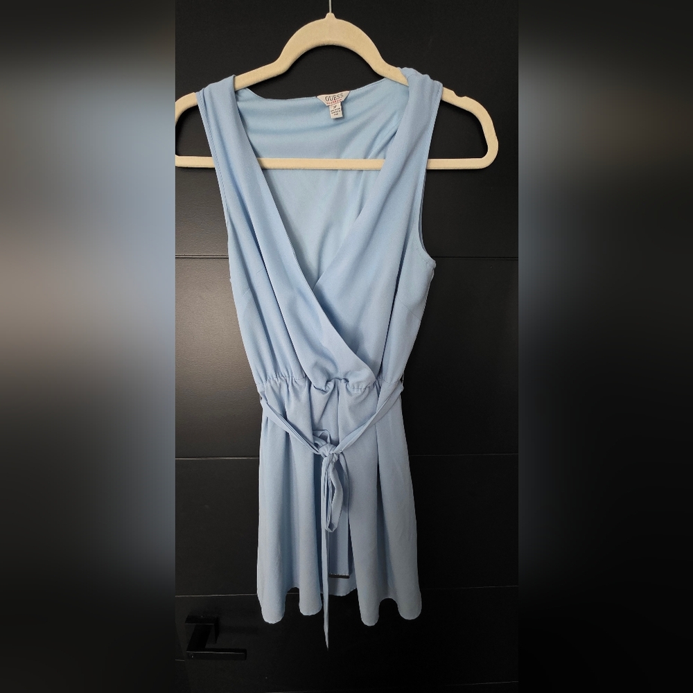 Guess- Light Blue Sleeveless Wrap Dress
